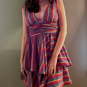 Size small rainbow v cut dress